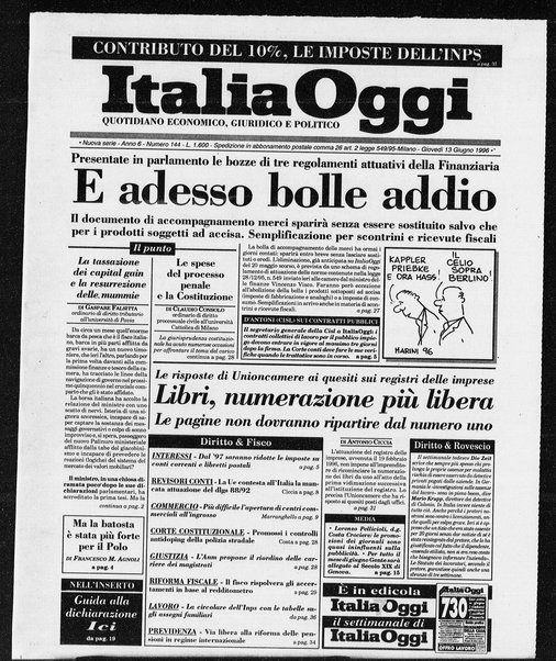 Italia oggi : quotidiano di economia finanza e politica